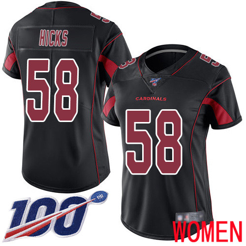 Arizona Cardinals Limited Black Women Jordan Hicks Jersey NFL Football #58 100th Season Rush Vapor Untouchable